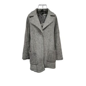 Topshop Herringbone Oversized Coat Grey White US 6 EUR 38 UK 10 Minimalist chic